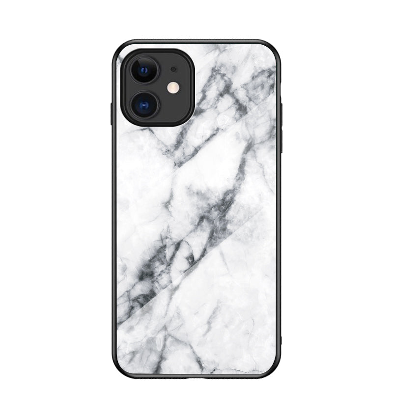 Marble Texture Tempered Glass + PC + TPU Hybrid Case for iPhone 12 mini