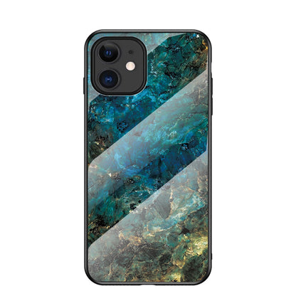 Marble Texture Tempered Glass + PC + TPU Hybrid Case for iPhone 12 mini