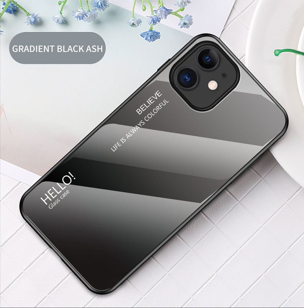 Gradient Color Tempered Glass + PC + TPU Hybrid Case for iPhone 12 mini