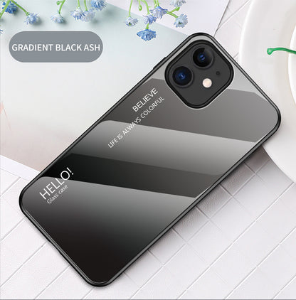 Gradient Color Tempered Glass + PC + TPU Hybrid Case for iPhone 12 mini
