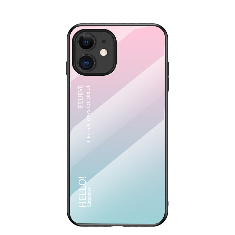 Gradient Color Tempered Glass + PC + TPU Hybrid Case for iPhone 12 mini