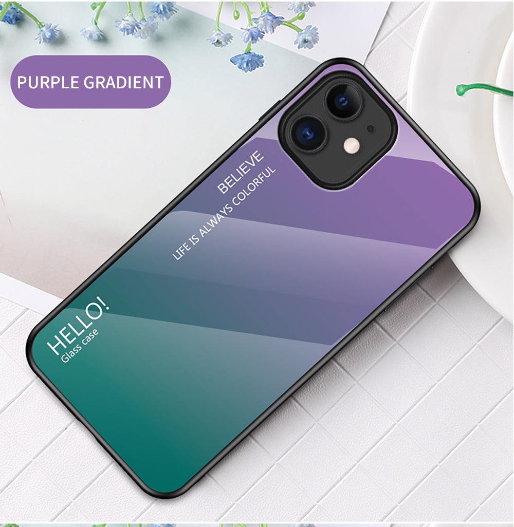 Gradient Color Tempered Glass + PC + TPU Hybrid Case for iPhone 12 mini