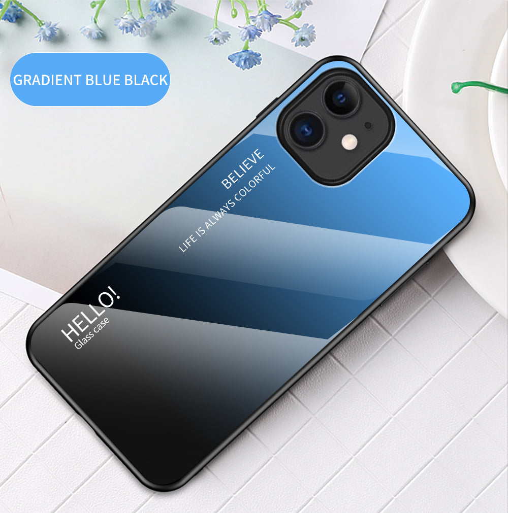 Gradient Color Tempered Glass + PC + TPU Hybrid Case for iPhone 12 mini