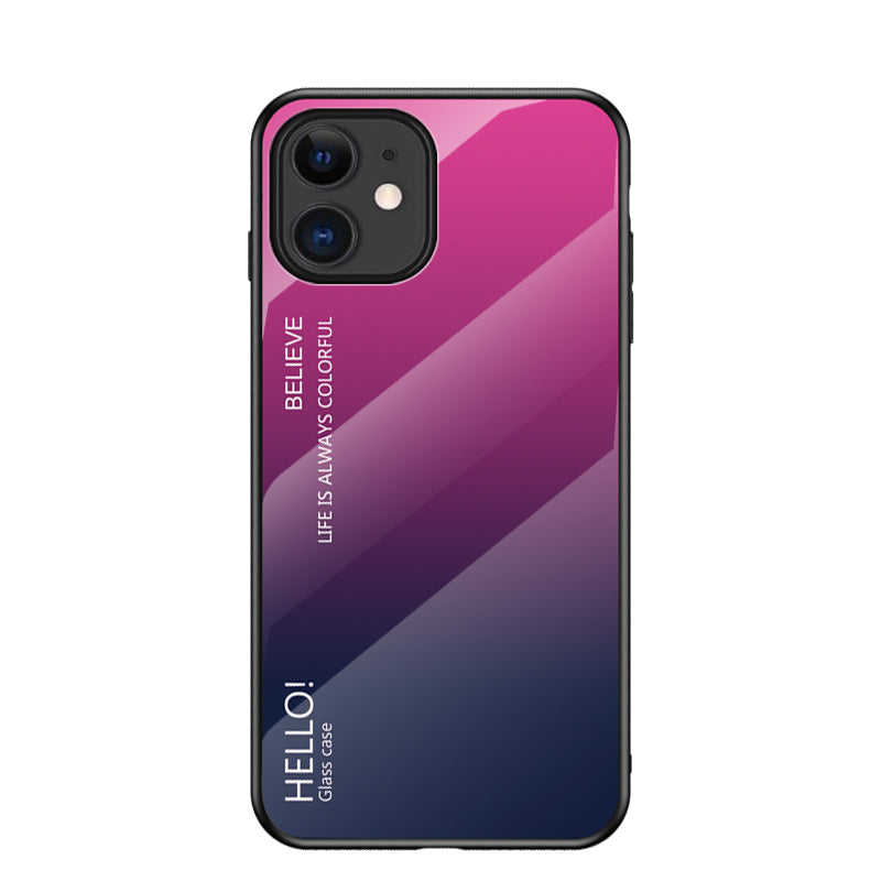 Gradient Color Tempered Glass + PC + TPU Hybrid Case for iPhone 12 mini