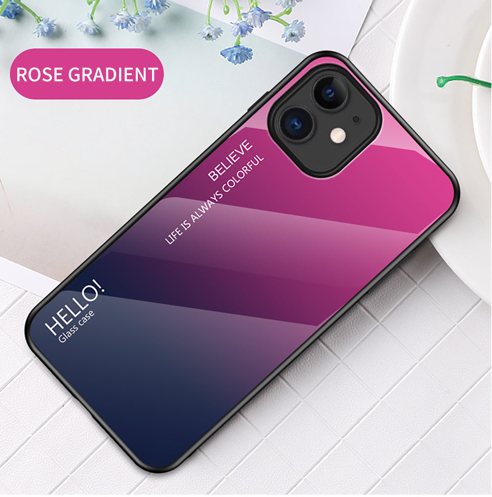 Gradient Color Tempered Glass + PC + TPU Hybrid Case for iPhone 12 mini