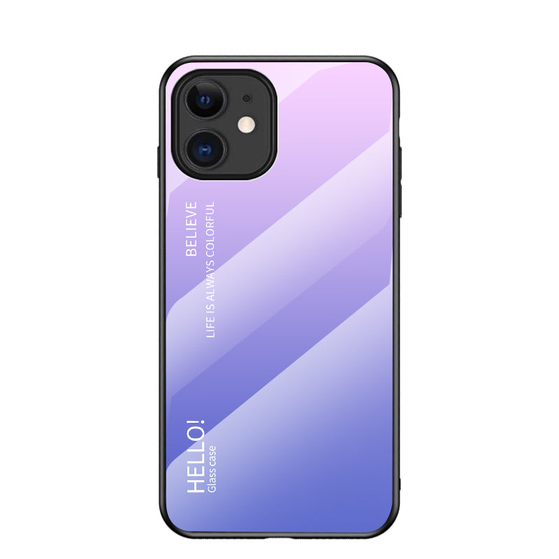 Gradient Color Tempered Glass + PC + TPU Hybrid Case for iPhone 12 mini