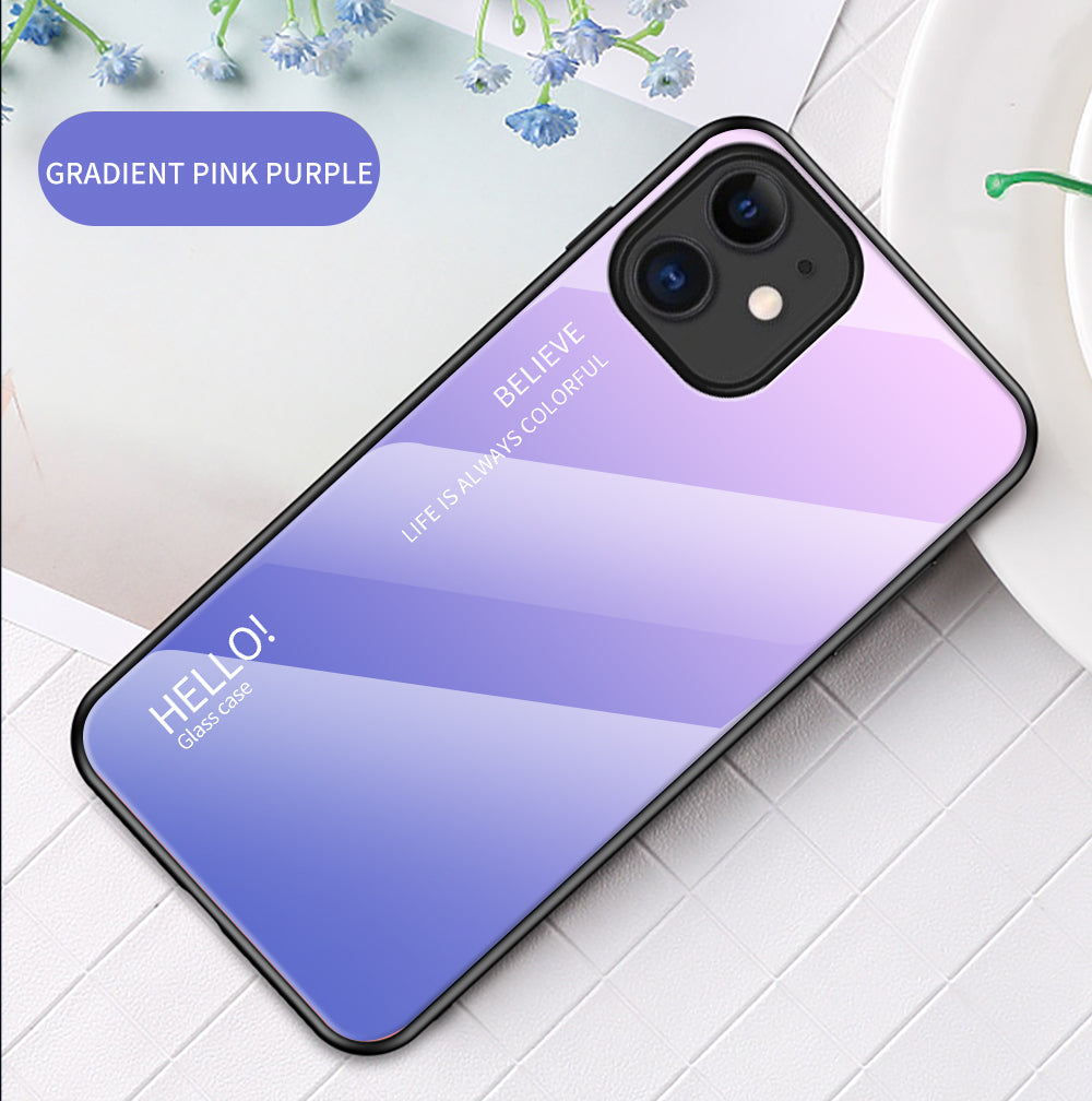 Gradient Color Tempered Glass + PC + TPU Hybrid Case for iPhone 12 mini