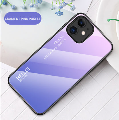 Gradient Color Tempered Glass + PC + TPU Hybrid Case for iPhone 12 mini