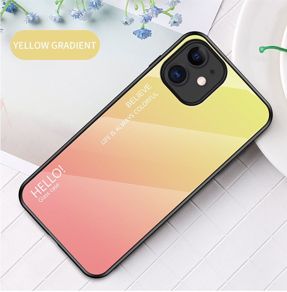 Gradient Color Tempered Glass + PC + TPU Hybrid Case for iPhone 12 mini