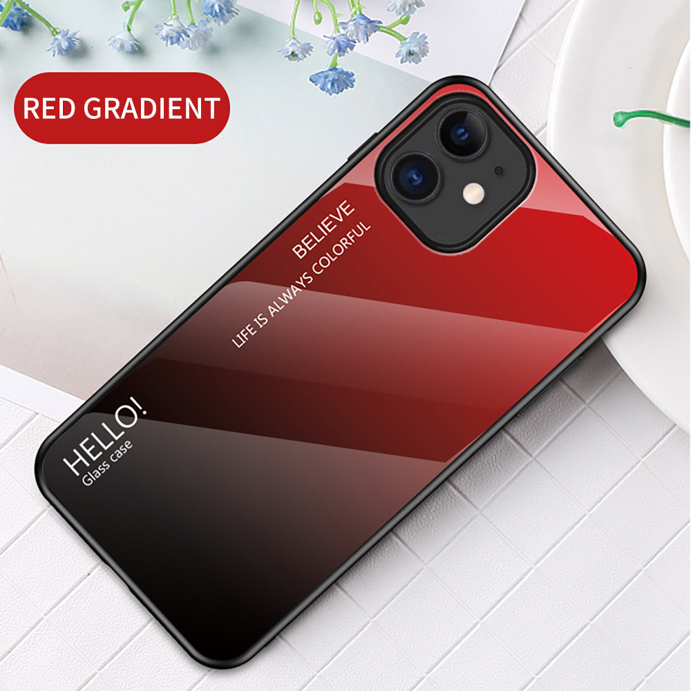 Gradient Color Tempered Glass + PC + TPU Hybrid Case for iPhone 12 mini