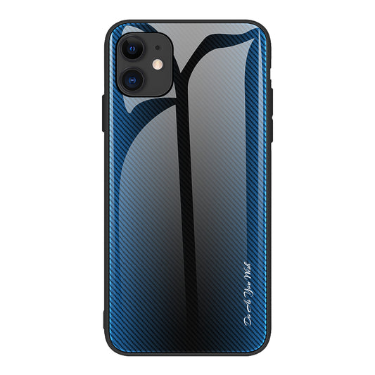 Carbon Fibre Texture Glass Back + TPU Combo Case for iPhone 12 mini