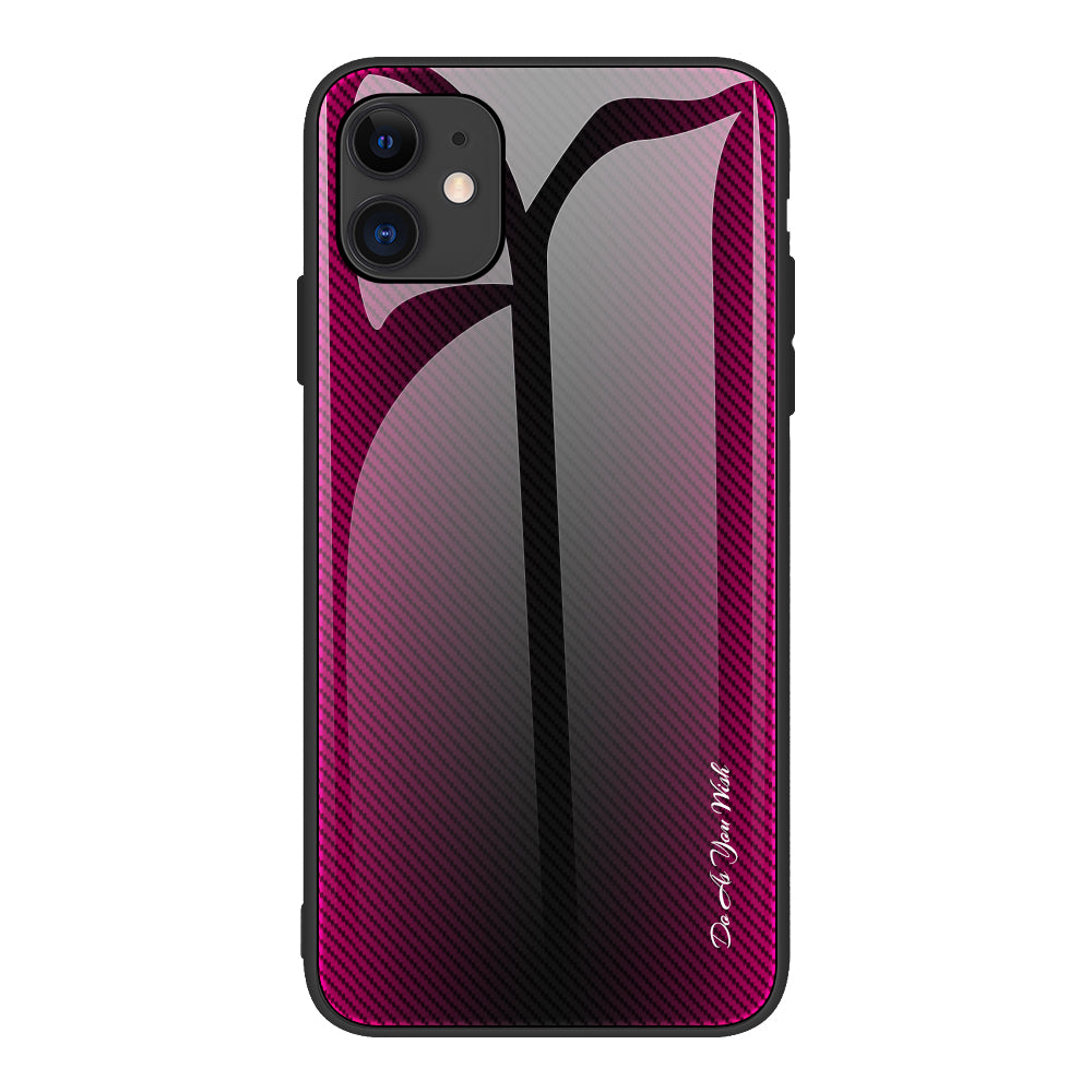Carbon Fibre Texture Glass Back + TPU Combo Case for iPhone 12 mini