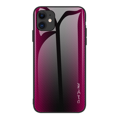 Carbon Fibre Texture Glass Back + TPU Combo Case for iPhone 12 mini