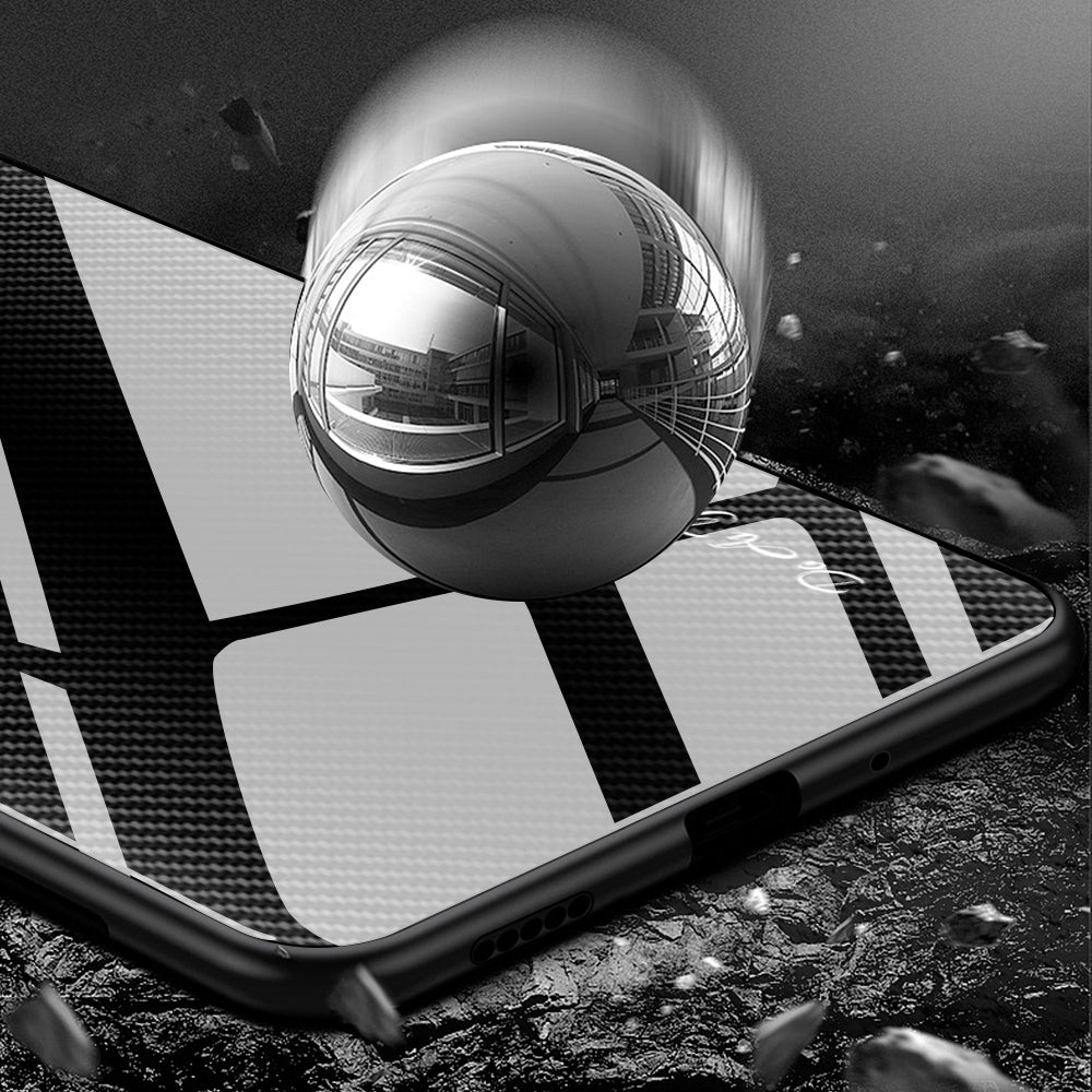 Carbon Fibre Texture Glass Back + TPU Combo Shell for iPhone 12/12 Pro 6.1 inch