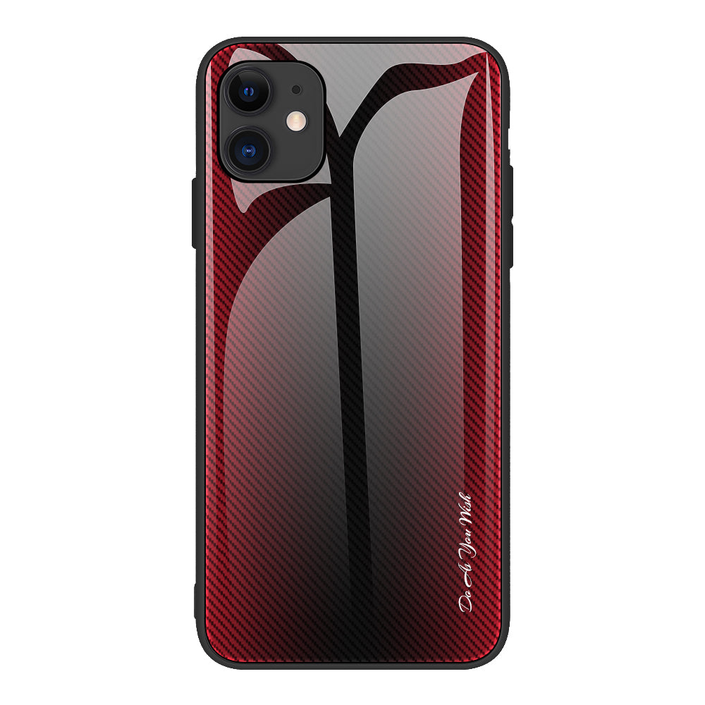 Carbon Fibre Texture Glass Back + TPU Combo Shell for iPhone 12/12 Pro 6.1 inch