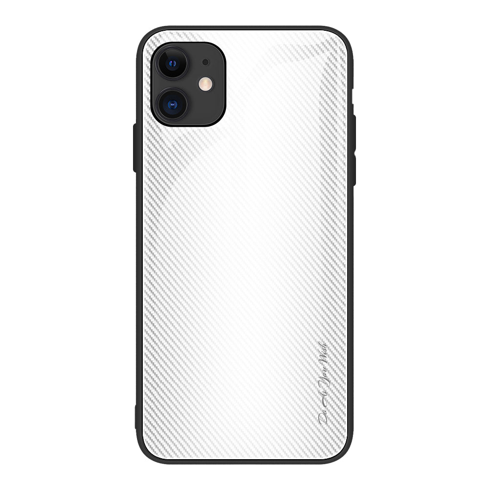 Carbon Fibre Texture Glass Back + TPU Combo Shell for iPhone 12/12 Pro 6.1 inch