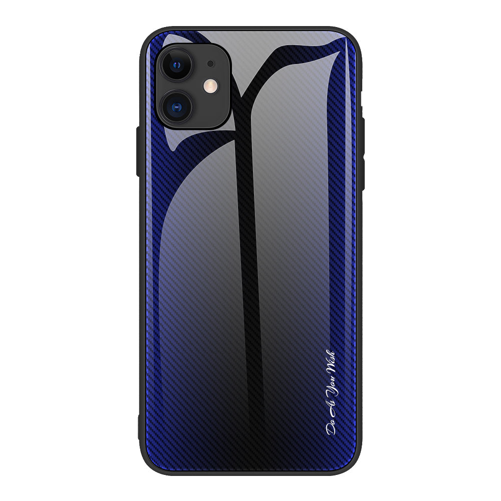 Carbon Fibre Texture Glass Back + TPU Combo Shell for iPhone 12/12 Pro 6.1 inch
