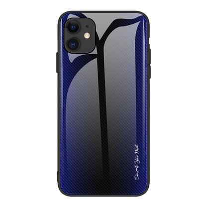 Carbon Fibre Texture Glass Back + TPU Combo Shell for iPhone 12/12 Pro 6.1 inch