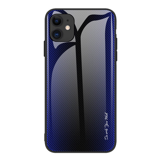 Carbon Fibre Texture Glass Back + TPU Combo Shell for iPhone 12/12 Pro 6.1 inch