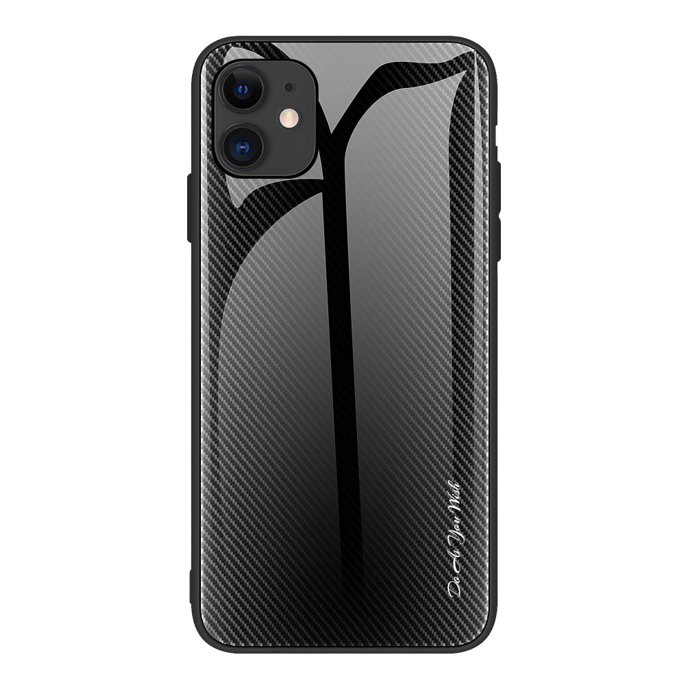 Carbon Fibre Texture PC Glass Back + TPU Combo Case for iPhone 12 Pro Max 6.7 inch
