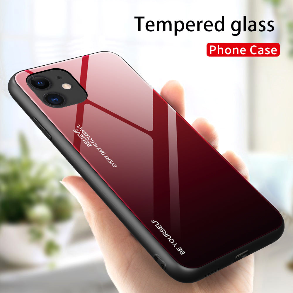 Gradient Color Shell Tempered Glass + PC + TPU Hybrid Case for iPhone 12 Pro/12
