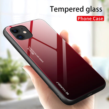 Gradient Color Shell Tempered Glass + PC + TPU Hybrid Case for iPhone 12 Pro/12