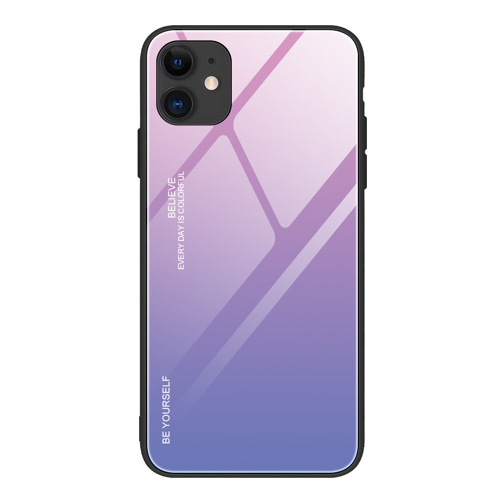 Gradient Color Shell Tempered Glass + PC + TPU Hybrid Case for iPhone 12 Pro/12