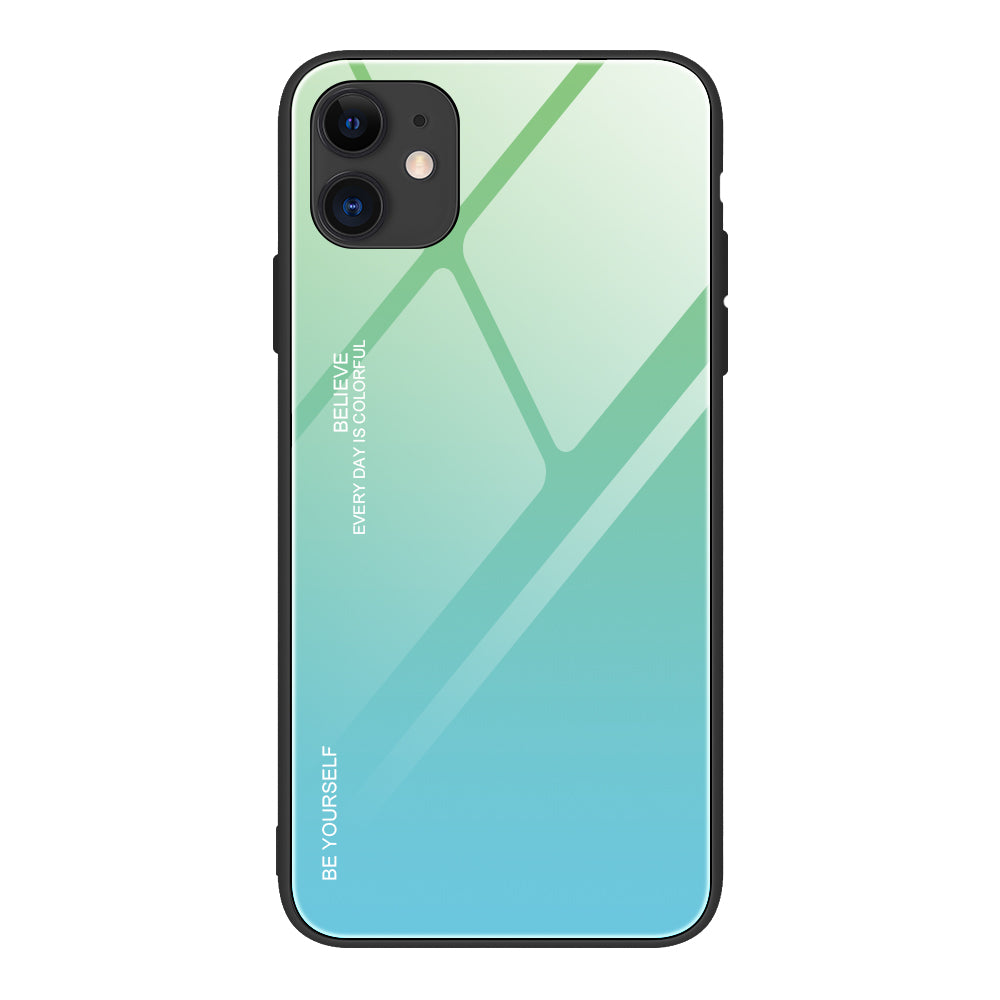 Gradient Color Shell Tempered Glass + PC + TPU Hybrid Case for iPhone 12 Pro/12