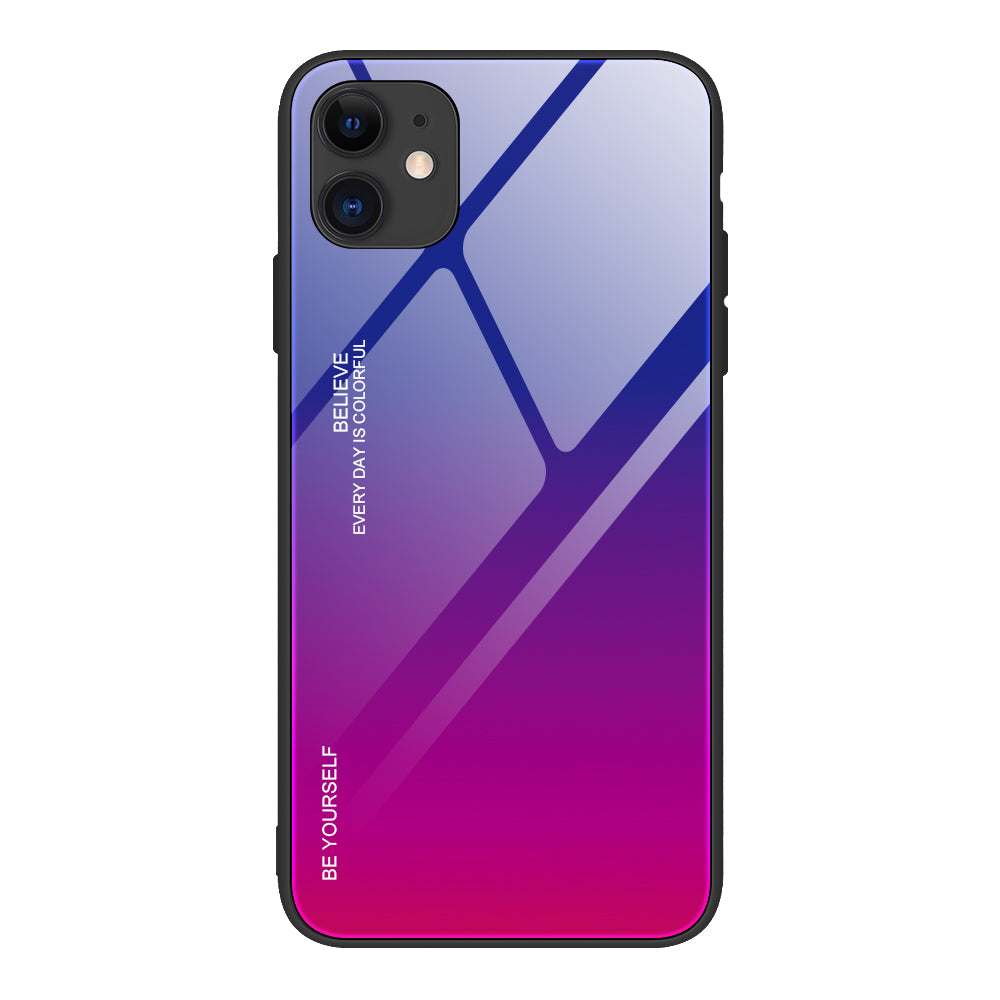Gradient Color Shell Tempered Glass + PC + TPU Hybrid Case for iPhone 12 Pro/12