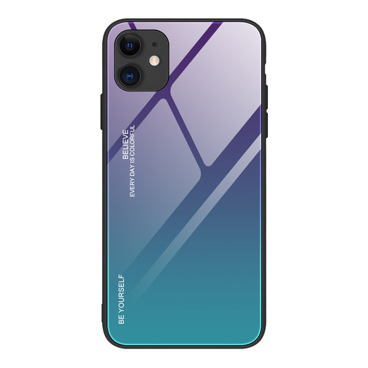 Gradient Color Shell Tempered Glass + PC + TPU Hybrid Case for iPhone 12 Pro/12