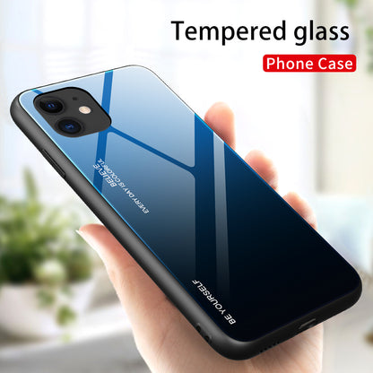Gradient Color Cover Tempered Glass + PC + TPU Hybrid Case for iPhone 12 Pro Max 6.7 inch