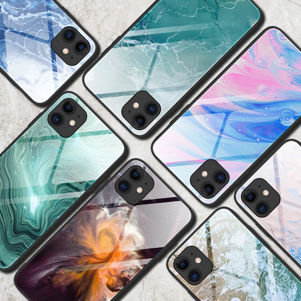 Marble Skin Tempered Glass + TPU Shell for iPhone 12 Pro/12
