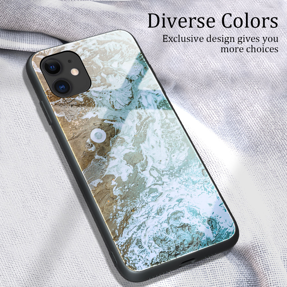 Marble Skin Tempered Glass + TPU Shell for iPhone 12 Pro/12