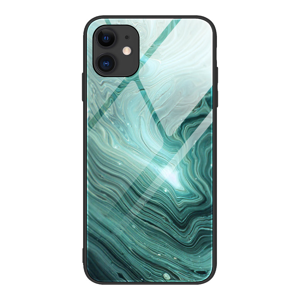 Marble Skin Tempered Glass Back + TPU Shell for iPhone 12 Pro Max 6.7 inch