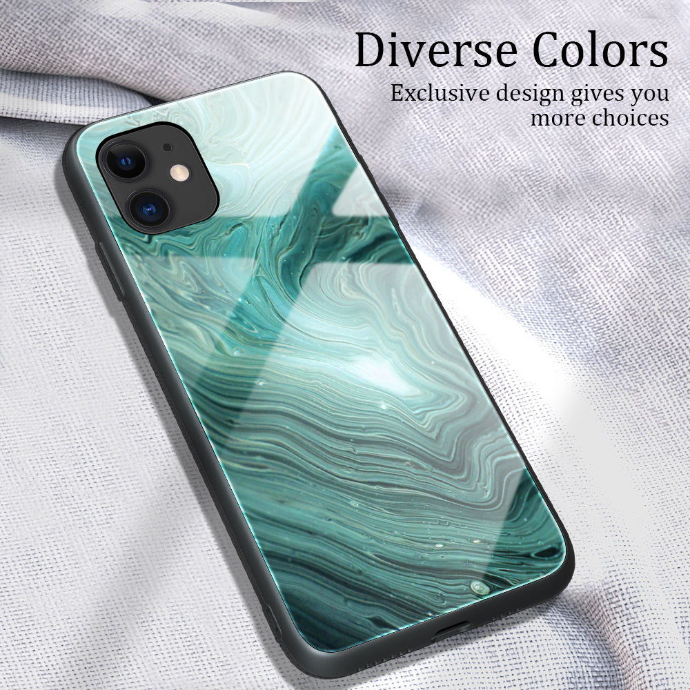 Marble Skin Tempered Glass Back + TPU Shell for iPhone 12 Pro Max 6.7 inch