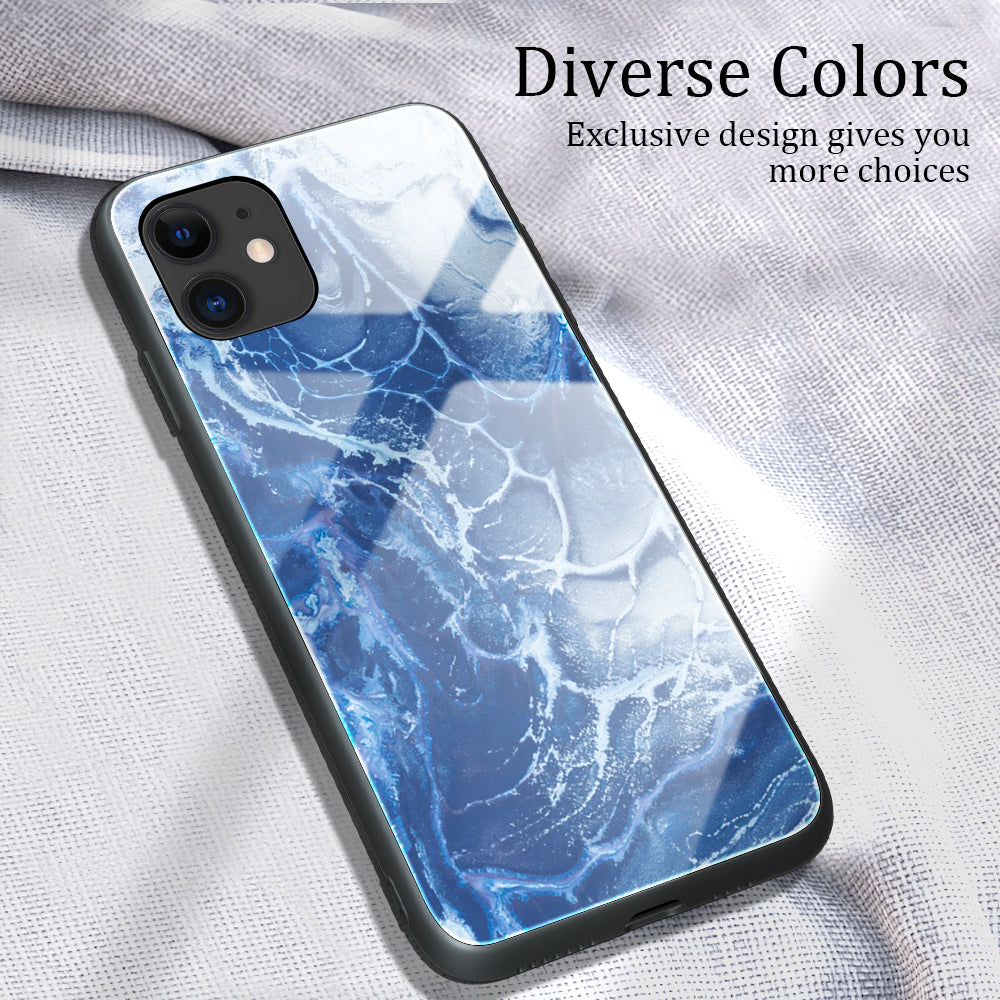 Marble Skin Tempered Glass Back + TPU Shell for iPhone 12 Pro Max 6.7 inch