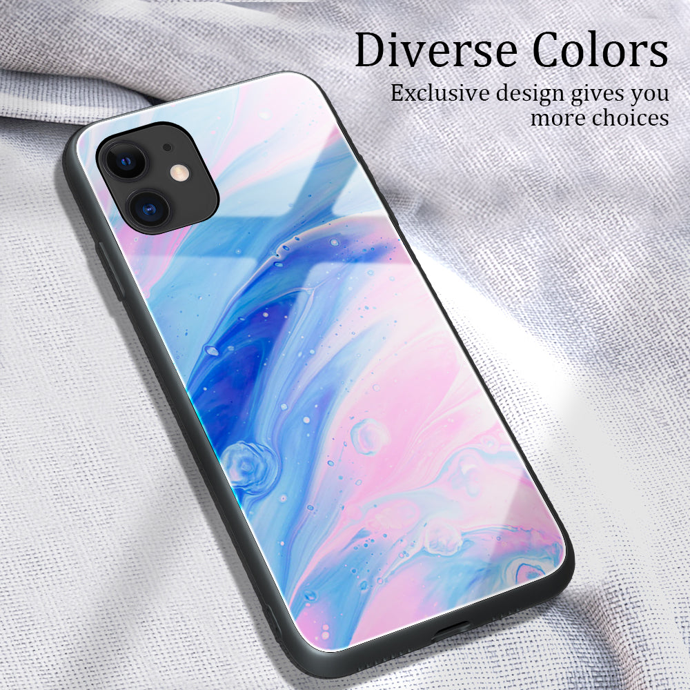 Marble Skin Tempered Glass Back + TPU Shell for iPhone 12 Pro Max 6.7 inch