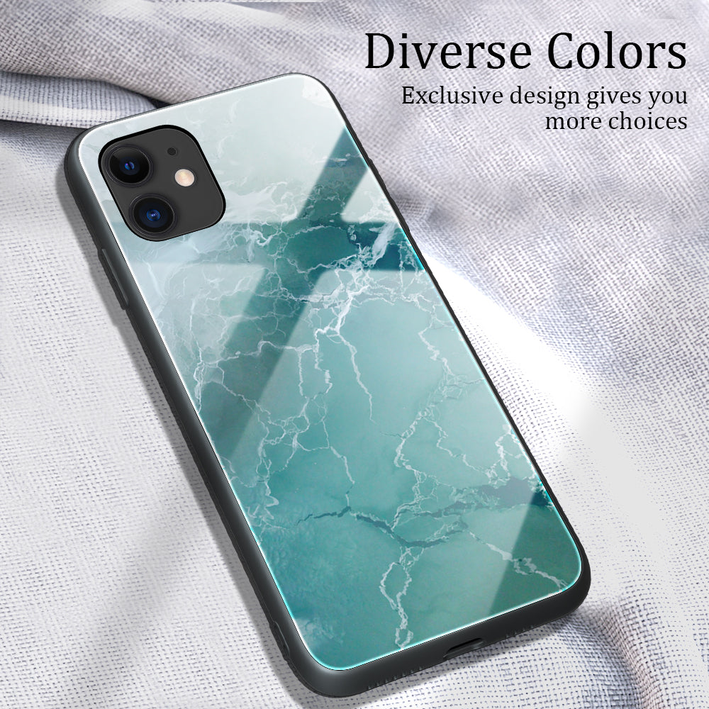 Marble Skin Tempered Glass Back + TPU Shell for iPhone 12 Pro Max 6.7 inch