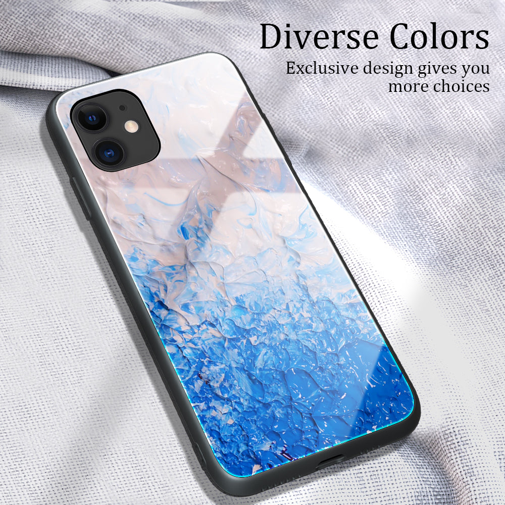Marble Skin Tempered Glass Back + TPU Shell for iPhone 12 Pro Max 6.7 inch