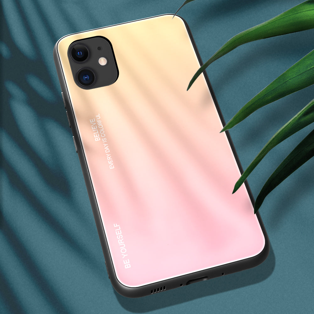 Gradient Color Tempered Glass + PC + TPU Combo Back Case for iPhone 12 mini