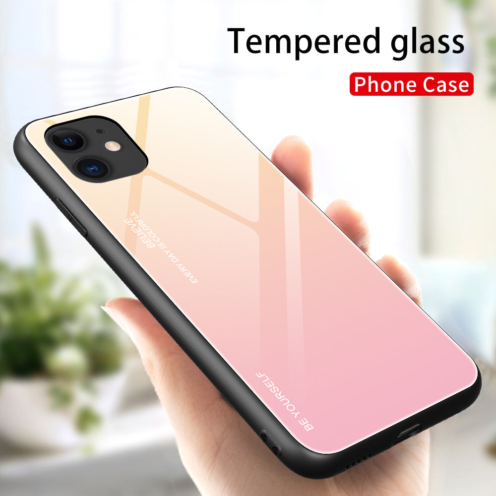 Gradient Color Tempered Glass + PC + TPU Combo Back Case for iPhone 12 mini