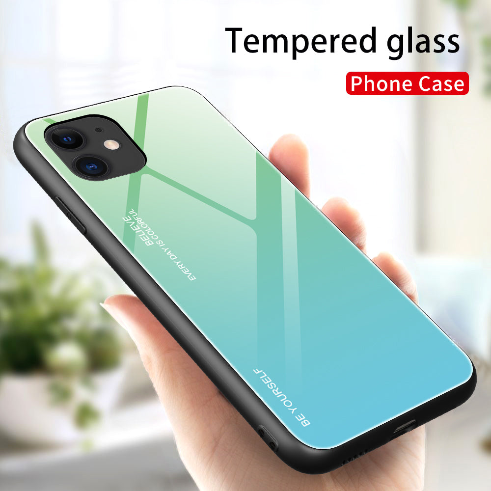 Gradient Color Tempered Glass + PC + TPU Combo Back Case for iPhone 12 mini