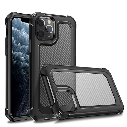 Carbon Fiber Texture PC + TPU Combo Case for iPhone 11 Pro Max 6.5 inch