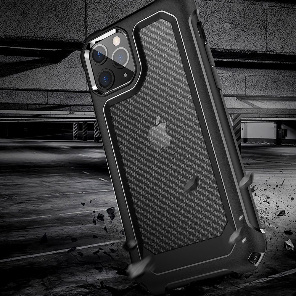 Carbon Fiber Texture PC + TPU Combo Case for iPhone 11 Pro Max 6.5 inch