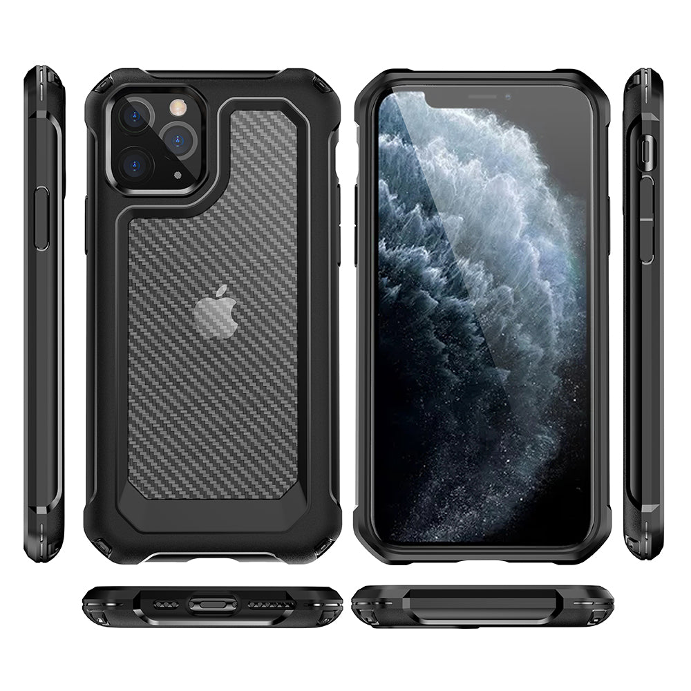 Carbon Fiber Texture PC + TPU Combo Case for iPhone 11 Pro Max 6.5 inch