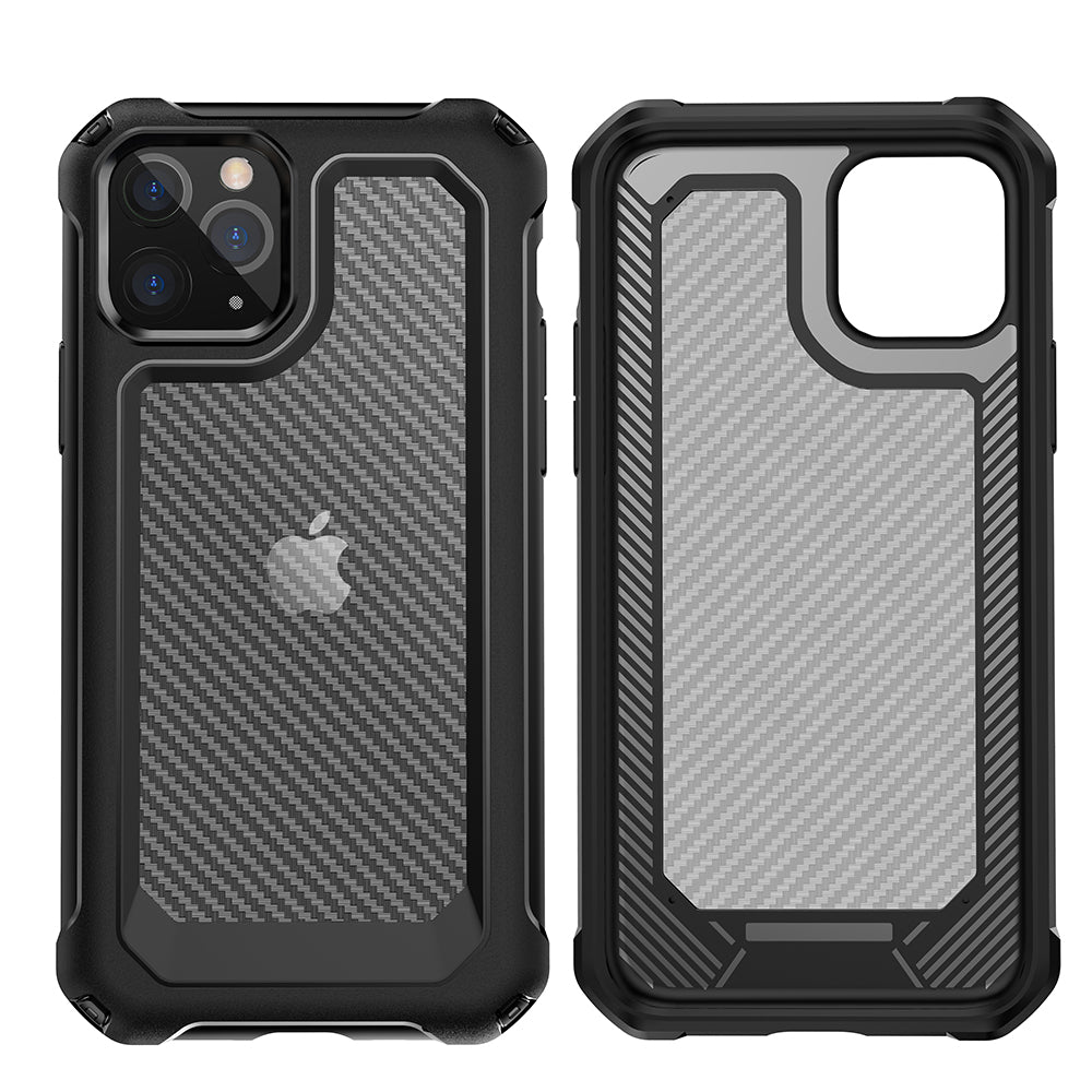 Carbon Fiber Texture PC + TPU Combo Case for iPhone 11 Pro Max 6.5 inch
