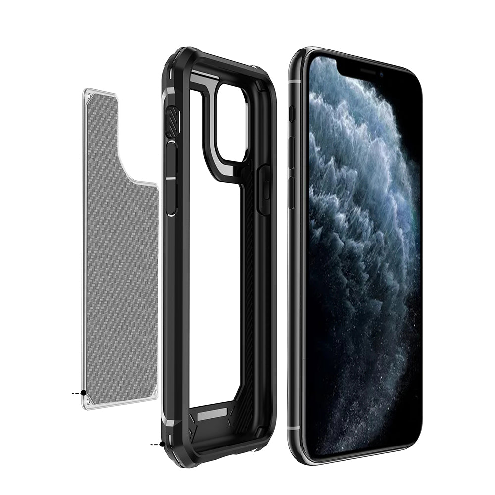 Carbon Fiber Texture PC + TPU Combo Case for iPhone 11 Pro Max 6.5 inch