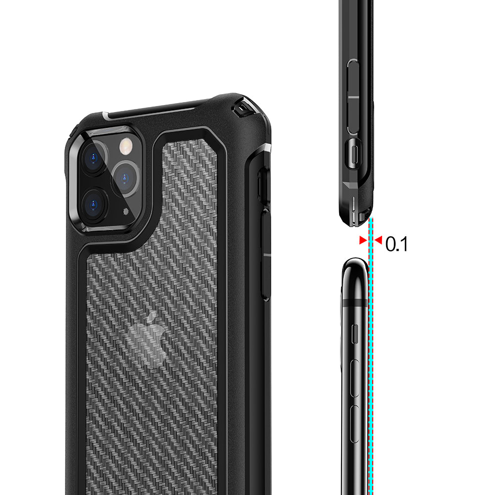 Carbon Fiber Texture PC + TPU Combo Case for iPhone 11 Pro Max 6.5 inch