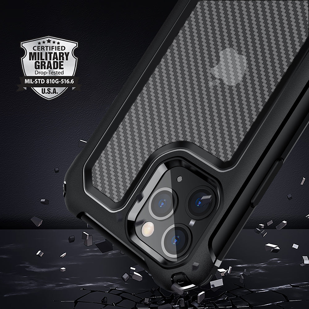 Carbon Fiber Texture PC + TPU Combo Case for iPhone 11 Pro Max 6.5 inch