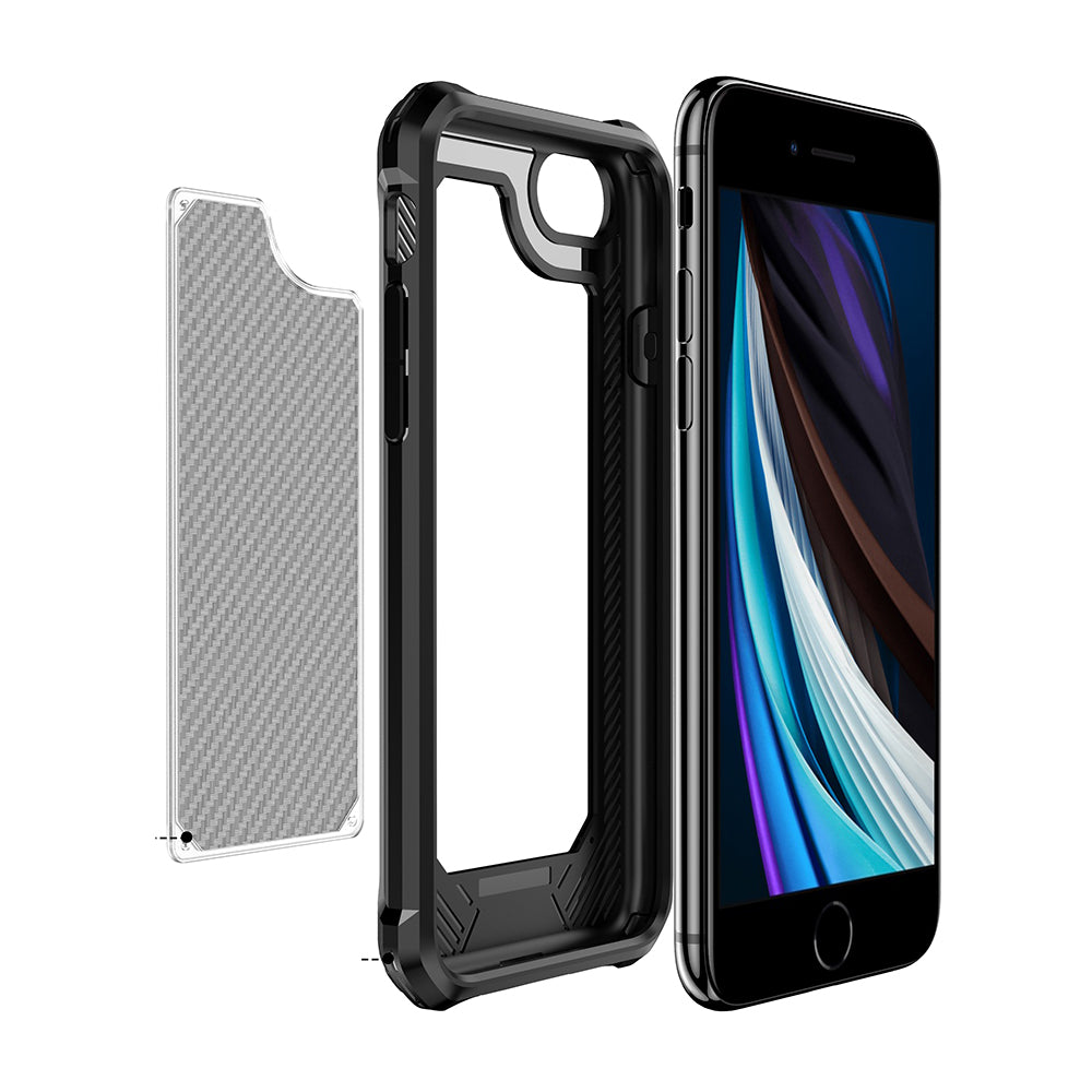Carbon Fiber Texture PC + TPU Hybrid Phone Case for iPhone 7/8/SE (2020)/SE (2022)